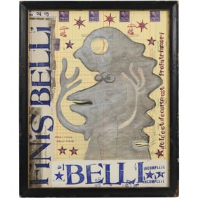 Wayne Cunningham, American, Mixed Media Collage Grotesque Animalier Figure, Signed