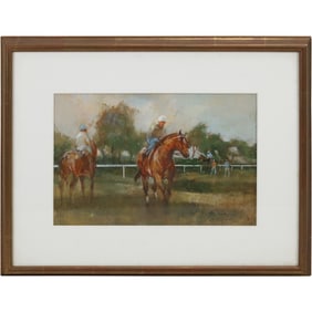 Ralph Douglas Scharff (1922 - 1993) American, Equestrian Horse Racing Watercolor Painting