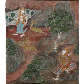 Pichwai watercolor painting, a traditional Indian art form originating from Nathdwara, Rajasthan