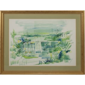 Alfred Birdsey (1912 - 1996), Watercolor Painting, Bermuda Harbor with Boats, Signed, Framed