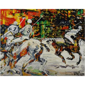 Steven M Goreczyca, Oil on Canvas Painting, Polo Game Competition, 16 in. x 20 in.