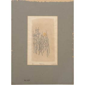 Vintage Lithograph Signed Artist's Initials WMS, #1/5, titled "Trees"