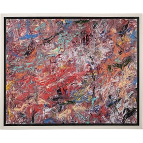 Steven Jennis, American, Oil on Canvas Painting, Busy Abstract, Signed on Verso, Framed