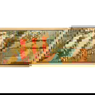Marjolyn Van Der Hart, Mixed Media Collage, "There's No Place Like Home", Info on Verso: Marjolyn Van Der Hart, Mixed Media Collage, "There's No Place Like Home", Canada. Info on Verso. size: 15 x 40 outside of frame 18 x 43