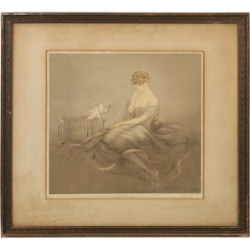 Louis Icart, Tender Lessons, 1926, Original Framing, "Les Colombes"