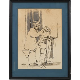 "The Old Man" by Gershon Knispel, a signed, limited edition lithograph #51, Signed, Framed