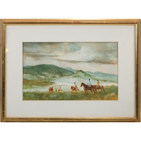 Ralph Douglas Scharff (1922 - 1993) American, Watercolor Painting titled "Working The Hunt"