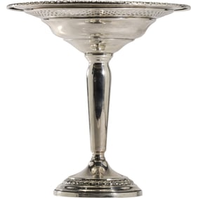 Columbia Sterling Silver Weighted Stemmed Base Candy Dish Compote Reticulated Border