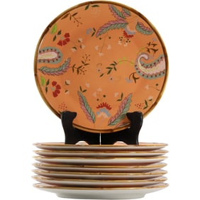 Set 8 Tracy Porter Hand Painted Artesian Road Collection Dinner Plates 9.25 in. dia.