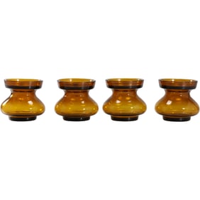 Set 4 Dansk Designs Maljakko Amber Glass Candlesticks, designed by Jens Harald Quistgaard