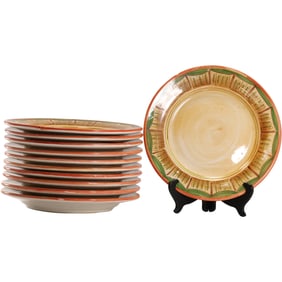 Set of 10 Rubino-Alabaster Italian Pottery Dinner Plates 11 inches diameter