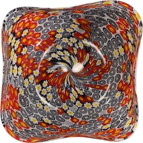 Quality Murano Art Glass Millefiori Multi Colors Bowl with Underside Gold Flecks 6.5 in. dia.