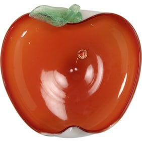 Murano Italian Art Glass RED APPLE Bowl 8.75 in. wide, Original Label