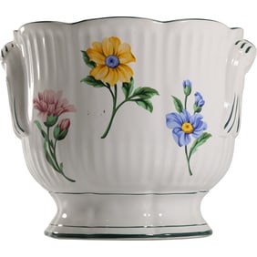 TIFFANY & CO Porcelain Planter Cachepot bowl Multicolored Hand Painted Floral Motif