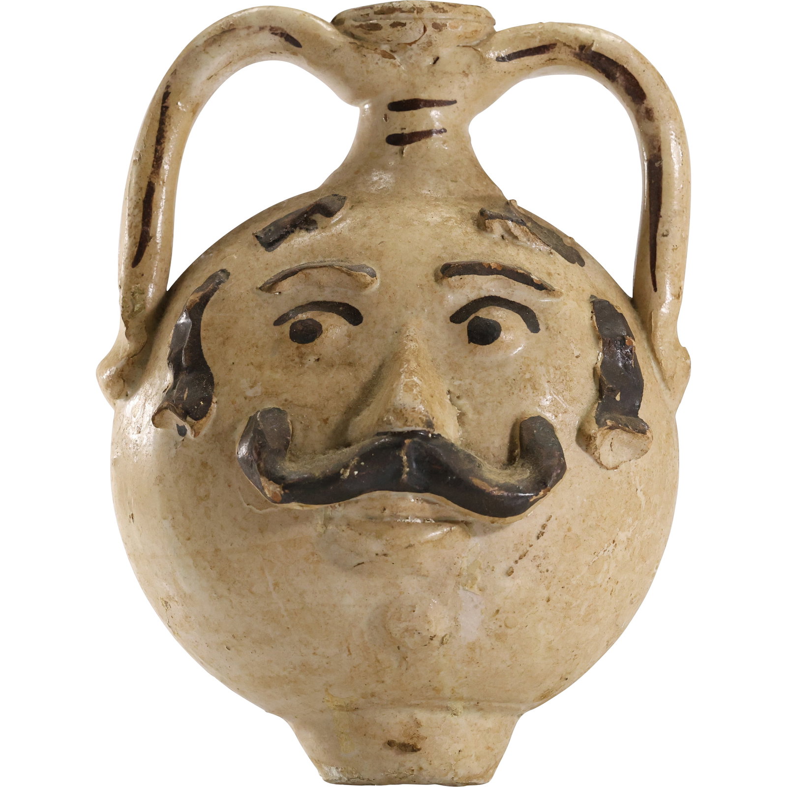 Sicilian Pottery Folk Art Face Vase / Jug with Handles Signed Mario Iwdice 7.5 in. height (1 of 16)