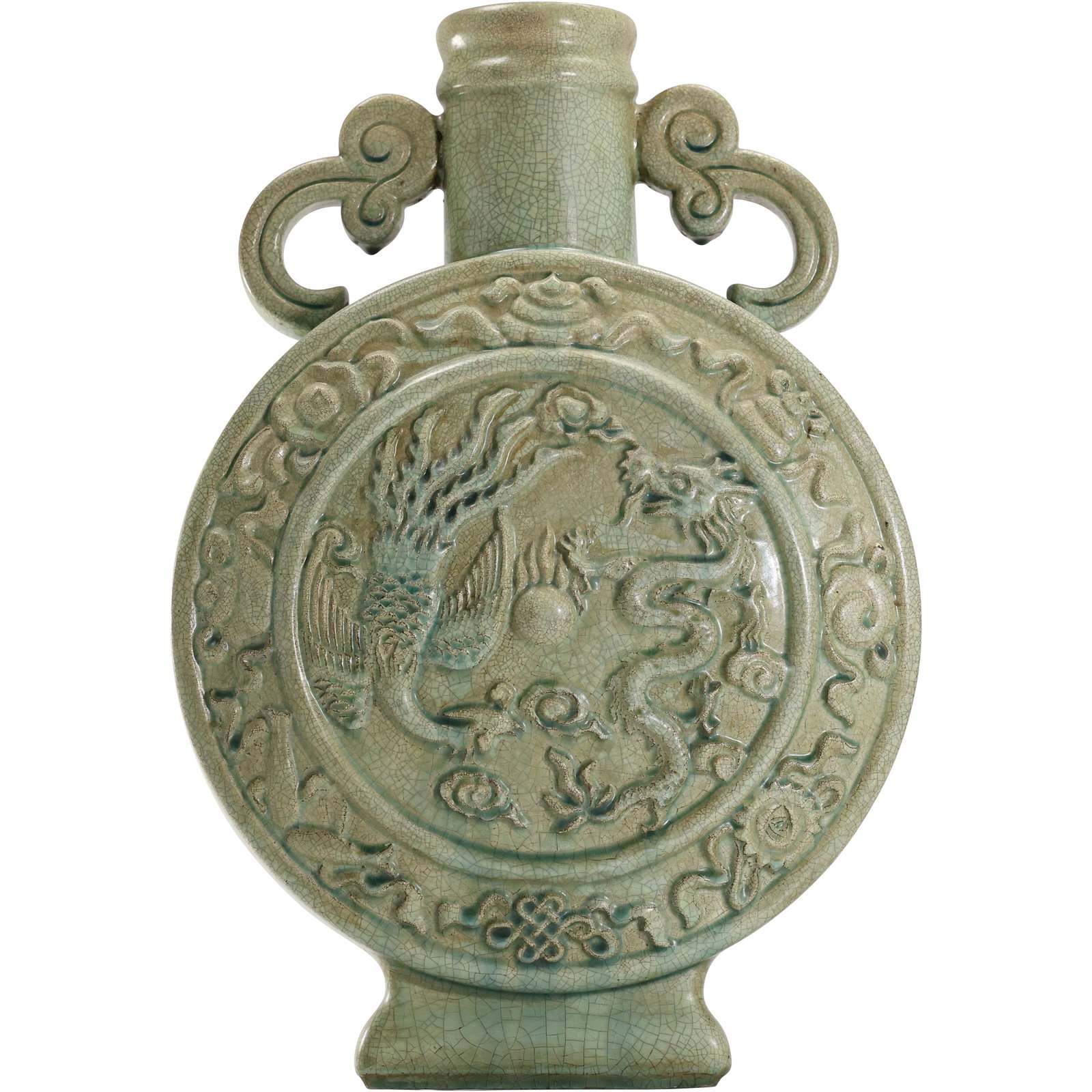 Green Chinese Celadon Mood Flask / Vase / Bottle 15 in. height x 10 in. wide x 4 in. depth (1 of 18)