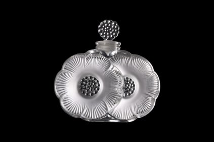 Signed Lalique France, Deux Fleurs (Two Flowers) perfume bottle, designed by René Lalique in 1935