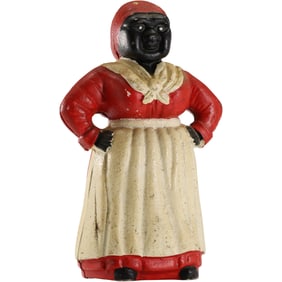 Novelty Cast Iron Aunt Jemima Coin Bank 11.5 in. height, original paint finish