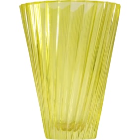 2003 AFTON GROVE James Kendall Higggins Yellow Lucite Vase, 12 in. height, with Label