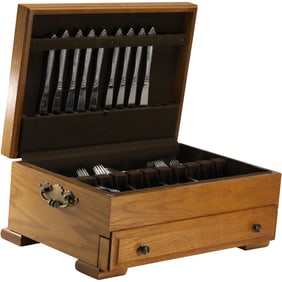 SCC Stainless Japan Flatware Set with Serving Pieces in Box - See Pictures for Item Count