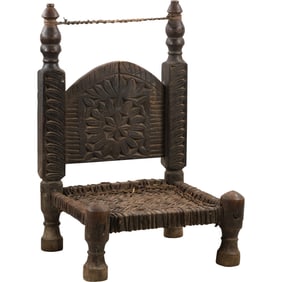 18th C. Teakwood Low Seat Tribal Chair in All Original Condition