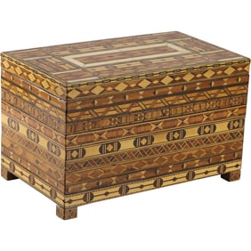 Vintage handcrafted, inlaid wooden box, for jewelry or keepsakes 7.5 in. x 12 in. x 7 in.