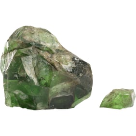 LARGE GREEN SEA GLASS CHUNK 8.5 inches x 9 inches Plus a Small Odd Piece