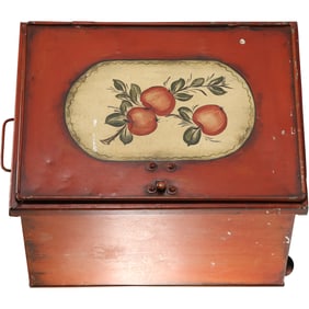 Vintage Tin Toleware Pie Safe Cabinet Hand Painted Apples for Apple Pie 16 in. x 12.5 in. x 10.5 in.
