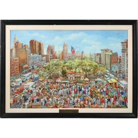 Hedy Pagremanski, Fabulous Giclee on Canvas Painting "The Green Market at Union Square, NYC