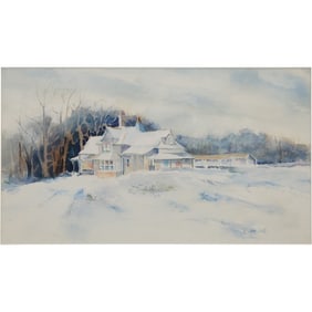 Signed Jane Scott, Fine Watercolor Painting "Wayne Station" Delaware County, Pennsylvania.