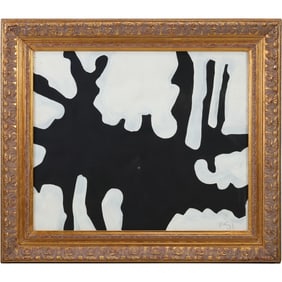 Wayne Cunningham, American, Black and White Acrylic Abstract, Signed, Framed