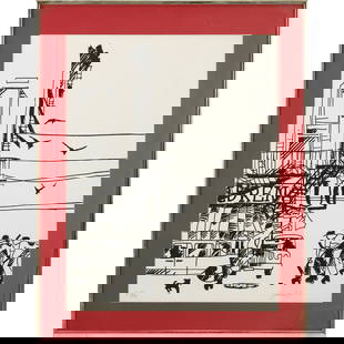 Vytautas Kazimieras Jonynas, a Lithuanian artist, Lithograph #27/31 , Signed, framed: Vytautas Kazimieras Jonynas, a Lithuanian artist, Lithograph #27/31 , Signed, framed [note glass broken] size: 23 x 17 , outside of frame: 28 x 22