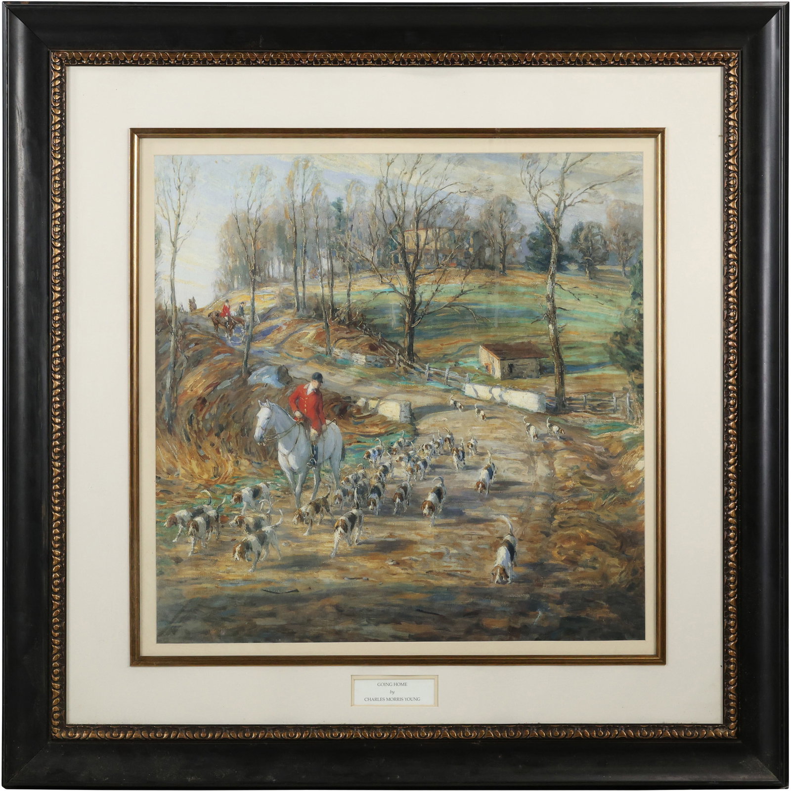 Framed English Hunt Color Print "Going Home" by Charles Morris Young (1 of 12)