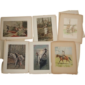 Assortment of Antique French Color Prints by Various Artists - See Pictures