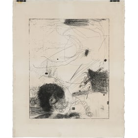 Vintage Abstract Etching on Paper Signed "P H" 12/71, A/P [Artist Proof]