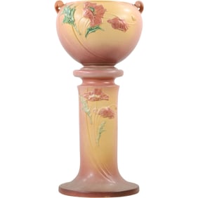 Roseville Art Pottery "Poppy" 2pc Jardiniere with Pedestal