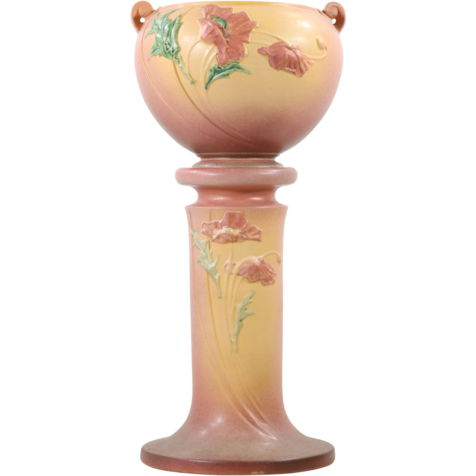 Roseville Art Pottery "Poppy" 2pc Jardiniere with Pedestal (1 of 18)
