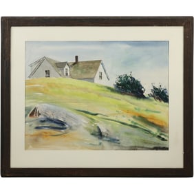 Franklin Shores [estate of] Watercolor Painting, House on Hill, Signed