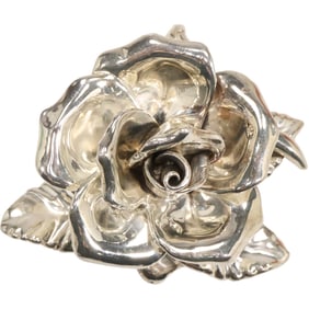 Bat Ami, Sterling Silver Large Electroformed Rose Pin 3 1/4 in. x 2 3/4 in. x 1 1/2 in.