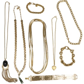 Heavy Gold Tone Bracelet 8 in. x 1/2 in.; Heavy Gold Tone Chain 80 in. x 1/8 in.; Heavy Gold Tone