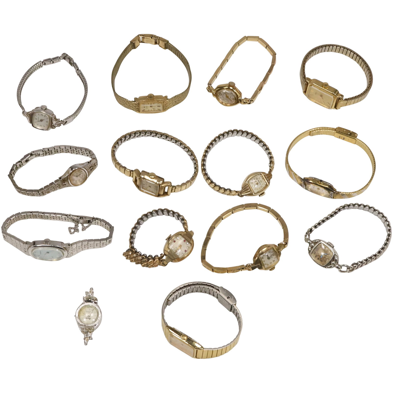 14 Assorted Ladies Wristwatches: Jules Jurgensen Gold Tone Quartz; Caravelle 10K RGP; Elgin (1 of 20)