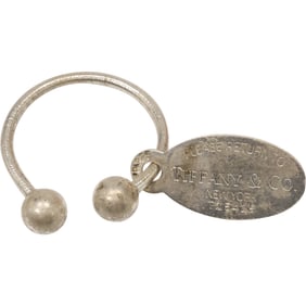 TIFFANY & CO .925 Sterling Silver Key Ring with Please Return to Tiffany & Co New York Charm
