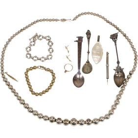 4 Assorted Sterling Spoons: Gorham Sterling Morning Glory Spoon 5 in. x 1 in.; Antwerp Sterling