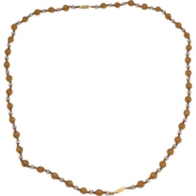 Murano Glass Beads with Gold Flecks Necklace 36 inches length x 1/4 in.