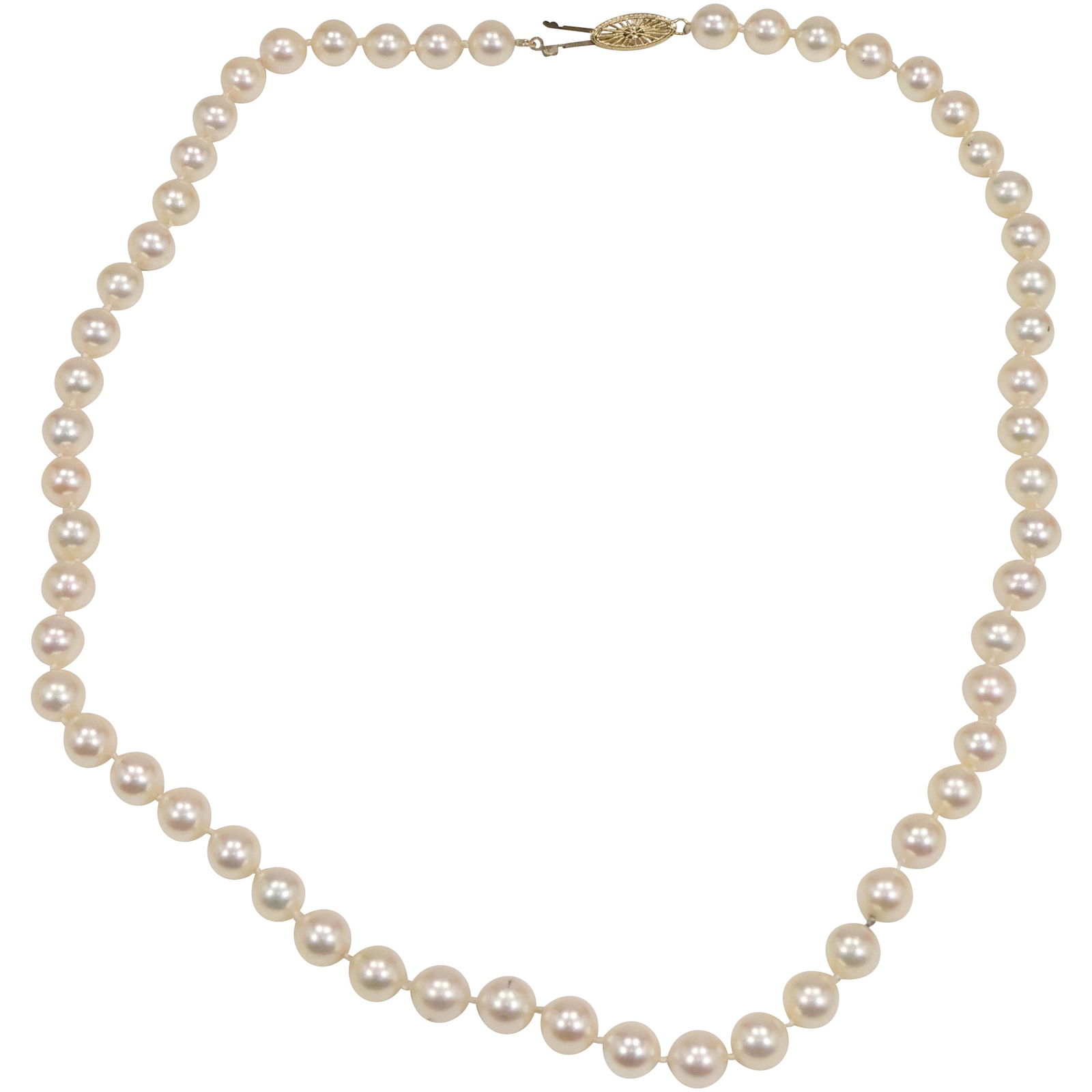 Classic White Freshwater Cultured Pearls Necklace with 14K Gold Clasp, 19 inches x 3/8 in.: Classic White Freshwater Cultured Pearls Necklace with 14K Gold Clasp, 19 inches x 3/8 in.