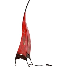 Moroccan Painted Vellum Table Lamp, Red, 42 inches height x 13 in. wide
