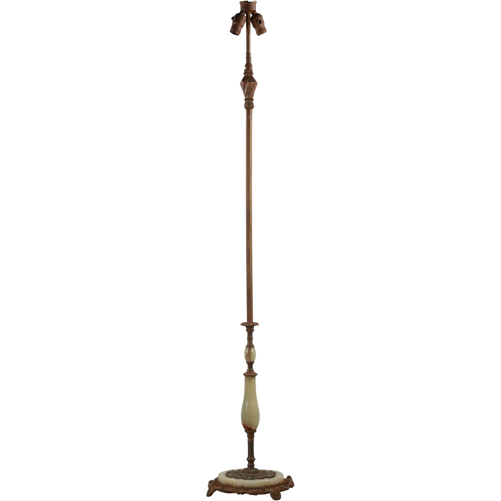 Signed Rembradt Art Deco Pole Floor Lamp with White Onyx Column Shafts and Base 59 in. height (1 of 20)