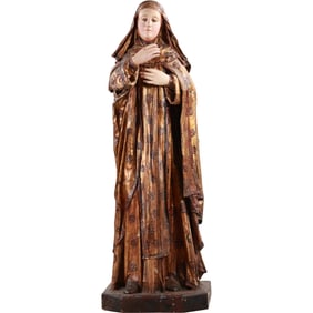 Our Lady of Mount Carmel, also known as the Virgin of Carmen Paper Mache Figure 43 in. height