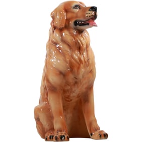 Large Golden Retriever Italian Ceramic Dog Sculpture 26 inches height x 15 in. wide x 13 in.
