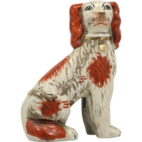 Red and White English Staffordshire Spaniel Mantle Dog Figure Statue 9.5 in. height x 7 in. wide